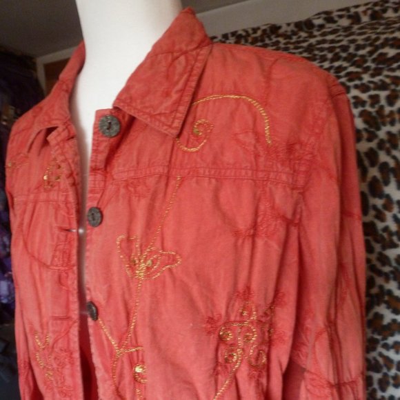 Vintage Cotton Jacket Blouse Button Down Shirts - Picture 3 of 6